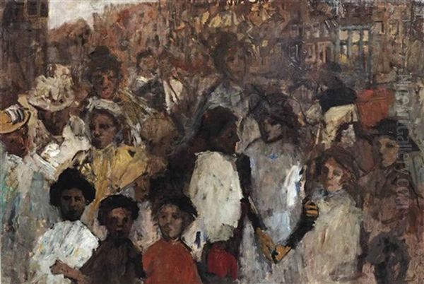 Meisjes Op De Rozengracht Te Amsterdam: Girls On The Rozengracht, Amsterdam Oil Painting by George Hendrik Breitner