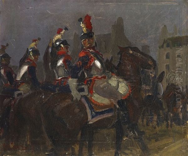 French Cuirassiers Oil Painting by George Hendrik Breitner