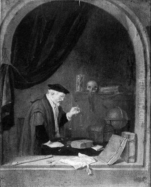 An Old Man Weighing Gold Oil Painting by Quiringh Gerritsz van Brekelenkam