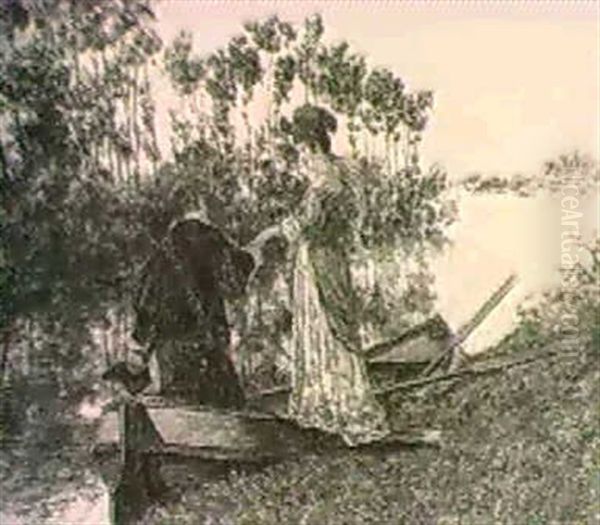 A Helping Hand Oil Painting by Heinrich Breling