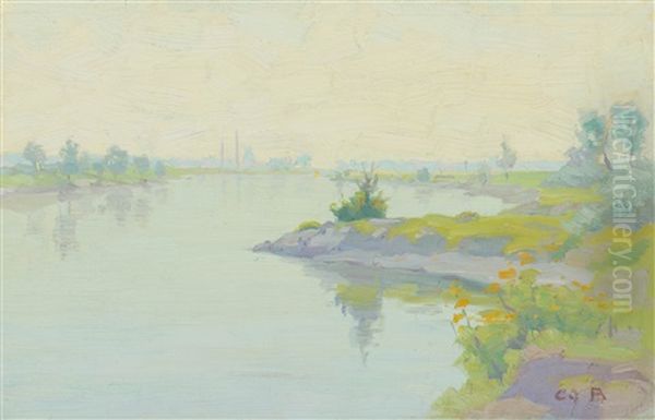 View Of The Ijssel Oil Painting by Co Breman