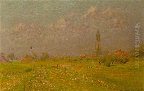 Gezicht Op Rhenen Oil Painting by Co Breman