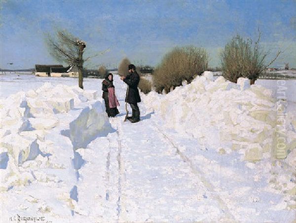 Der Holdes Et Hvil Oil Painting by Hans Andersen Brendekilde