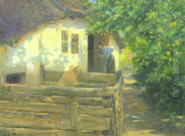 I Tradgarden Oil Painting by Hans Andersen Brendekilde