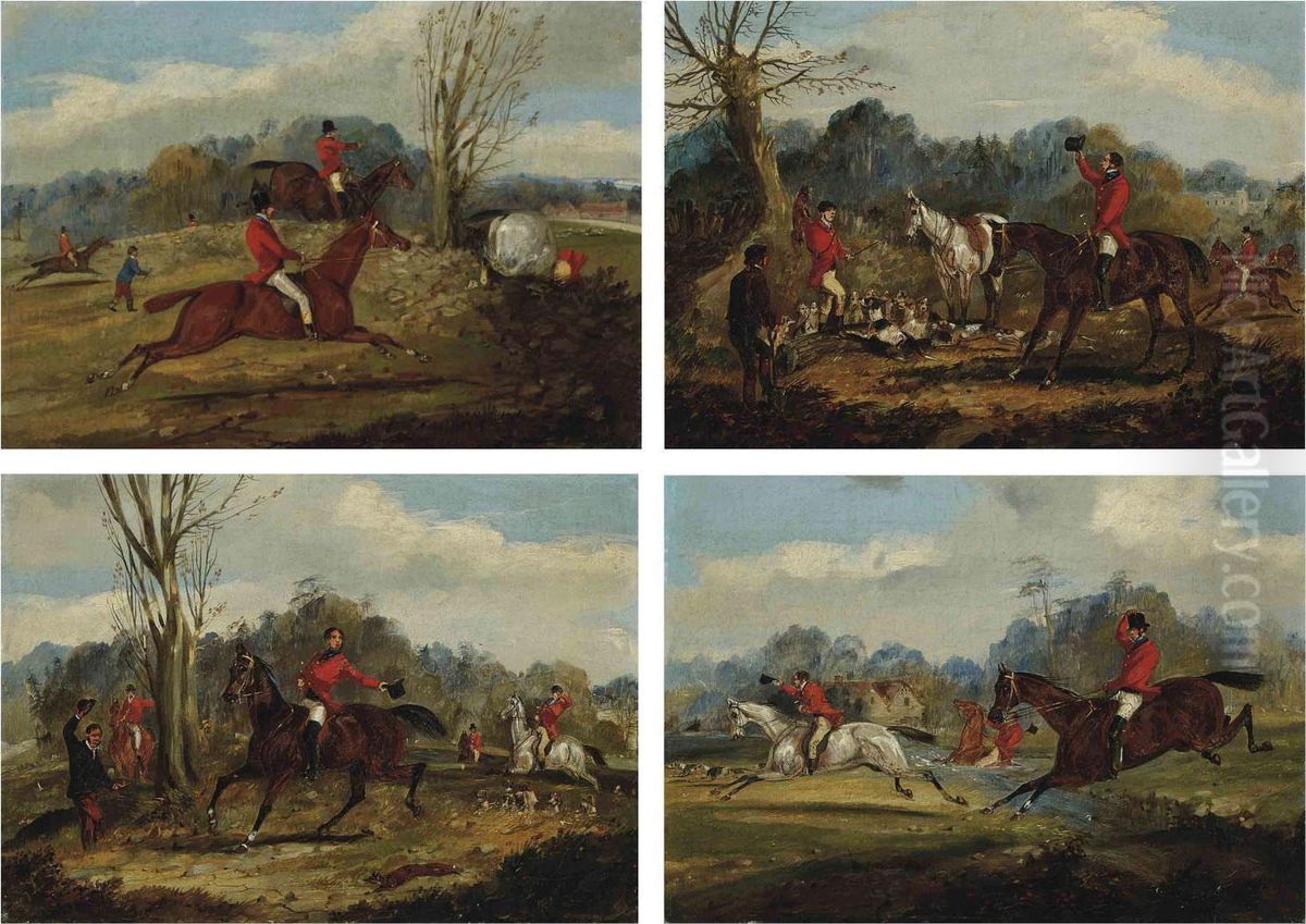 Gone Away; Over The Wall; Over The Brook; And The Kill Oil Painting by Henry Jr Alken