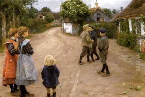 Rivalerna Oil Painting by Hans Andersen Brendekilde