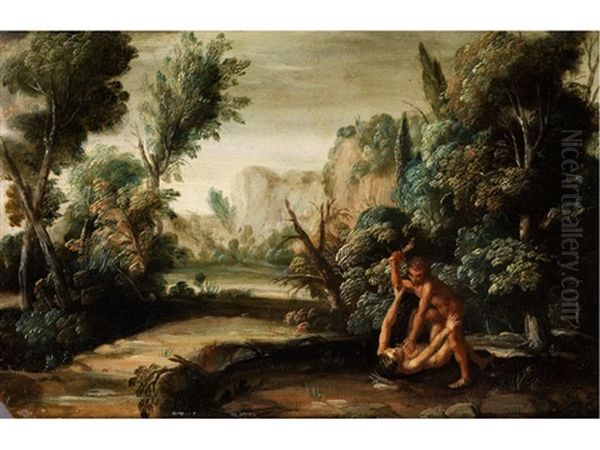 Kain Erschlagt Abel Oil Painting by Friedrich The Elder Brentel