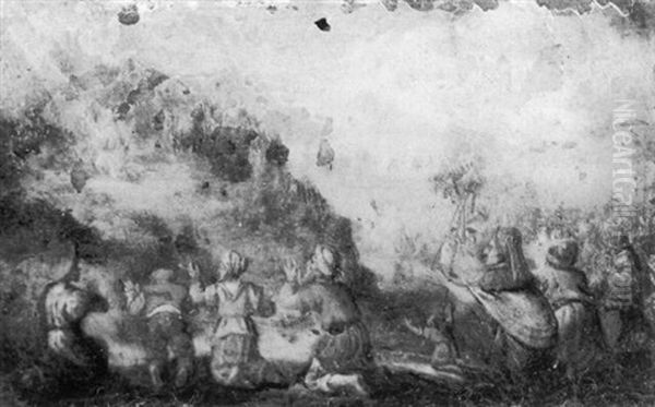 Moses Receiving The Tables Of The Law Oil Painting by Friedrich The Elder Brentel