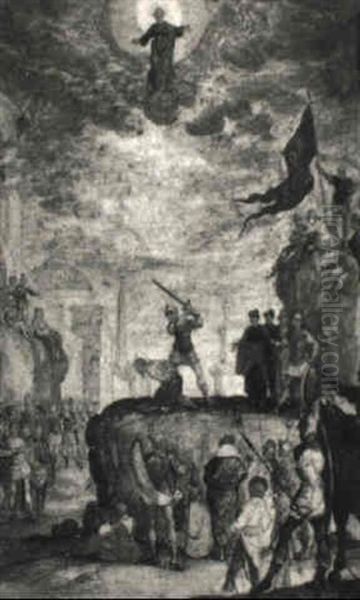 Die Martyrien Des Apostel Paulus & Des Jacobus Maior Oil Painting by Friedrich The Elder Brentel