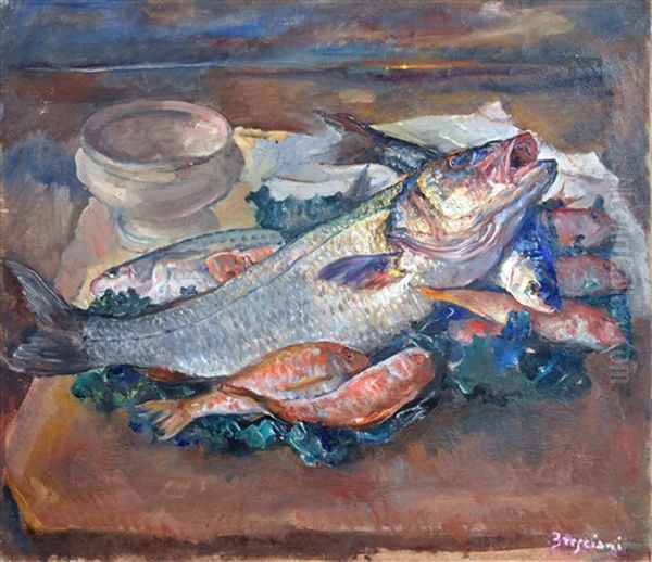 Natura Morta Con Pesci Oil Painting by Antonio Bresciani
