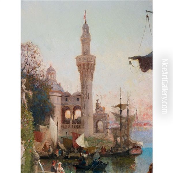 Caprice Architectural Sur Le Bosphore Oil Painting by Germain Fabius Brest