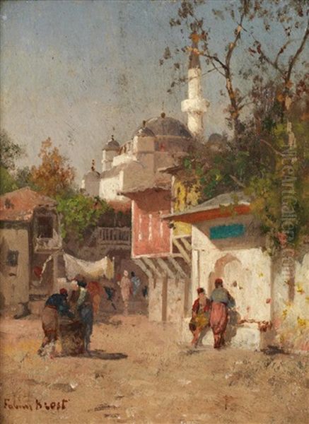 Une Rue A Constantinople Oil Painting by Germain Fabius Brest