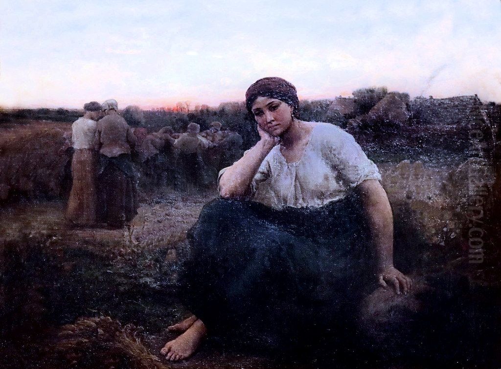 Evening Oil Painting by Jules Breton