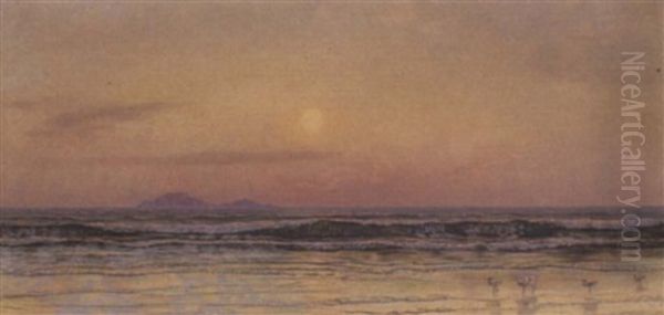 Sunset, Low Tide Oil Painting by John Brett