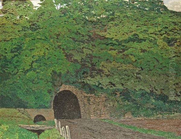 Tunnel Oil Painting by Julius Bretz