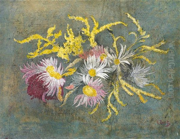 Blumenstillleben Mit Goldrute Oil Painting by Julius Bretz