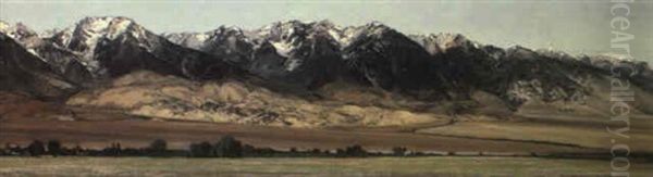 A Panoramic View Of The Sierras From Independence, Inyo     County, California Oil Painting by Henry Joseph Breuer