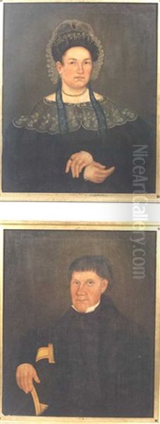 Portrait Of John Came (+ Portrait Of  Annis Came; Pair) Oil Painting by John Brewster Jr.