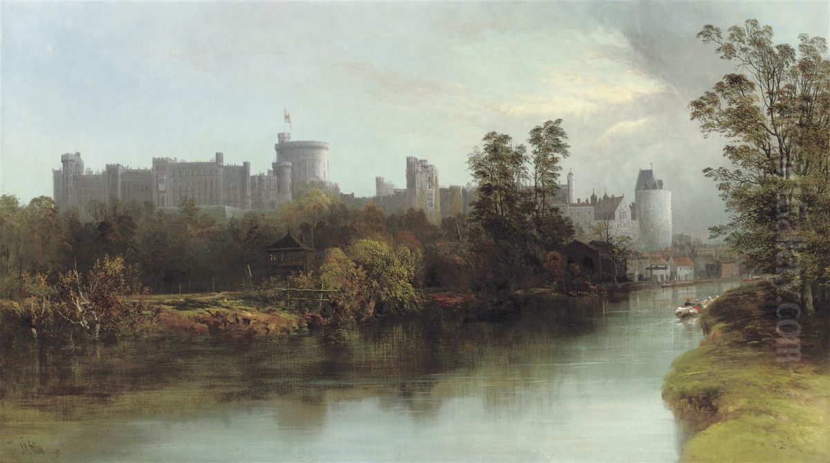 Windsor Castle From The Thames Oil Painting by J.R. Allan