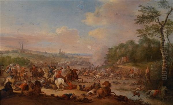 Ein Reitergefecht Oil Painting by Karel Breydel