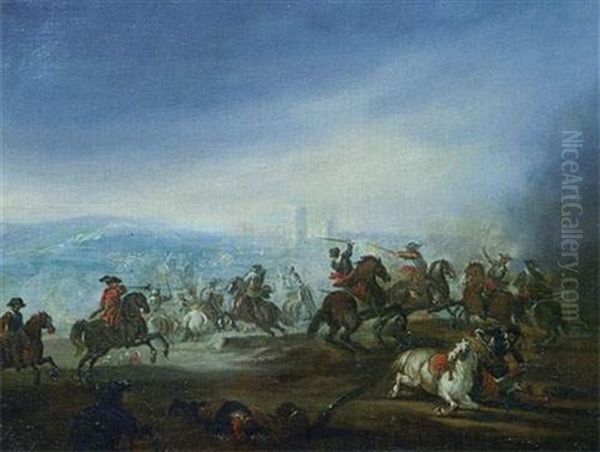 Choc De Cavalerie Oil Painting by Karel Breydel