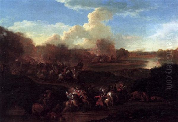 A Cavalry Engagement Between Turks And Christians Oil Painting by Karel Breydel