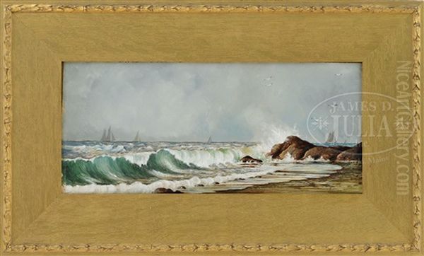 Crashing Waves Along The Coast Oil Painting by Alfred Thompson Bricher