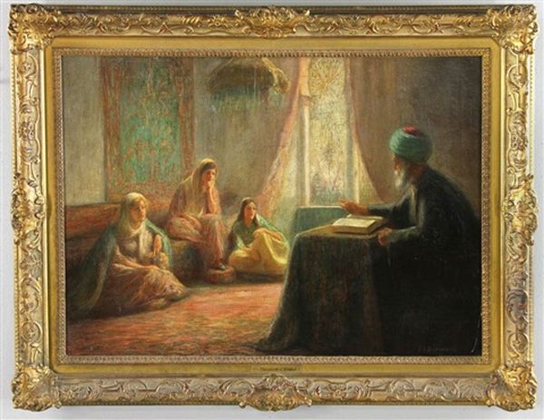 Teaching Of Koran Oil Painting by Frederick Arthur Bridgman