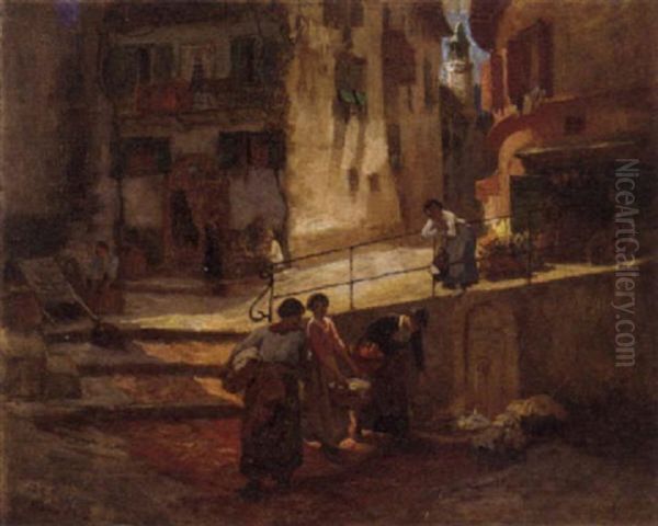 Rue Dans Le Vieux Nice Oil Painting by Frederick Arthur Bridgman