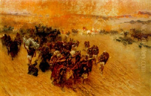 Les Captifs D'un Pharaon Oil Painting by Frederick Arthur Bridgman