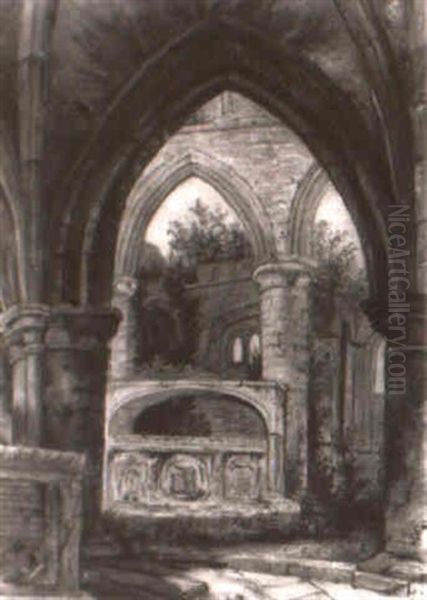 Abbey Ruin Oil Painting by Frederick Arthur Bridgman