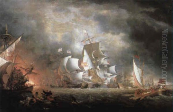 The Spanish Armada Oil Painting by Sir Oswald Walters Brierly