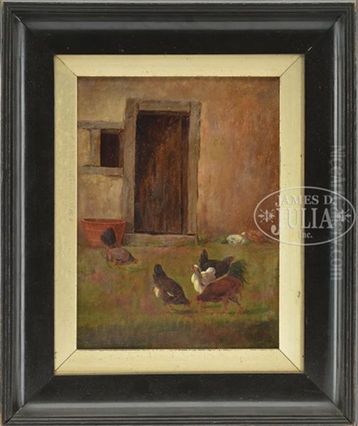 Chickens In The Dooryard Oil Painting by Warren C. Briggs