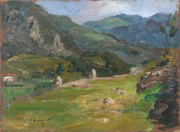 Paesaggio Alpino Oil Painting by Luigi Brignoli