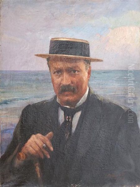 Ritratto Da Uomo Con Bombetta Oil Painting by Luigi Brignoli