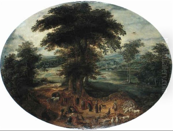 Szene Des Alten Testaments, Jakobs Familie Kommt Nach       Agypten Oil Painting by Paul Bril