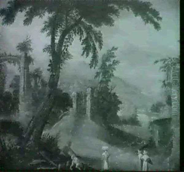 Paysage Montagneux Aux Petits Ponts, Anime De Personnages   Et Chasseur Oil Painting by Paul Bril