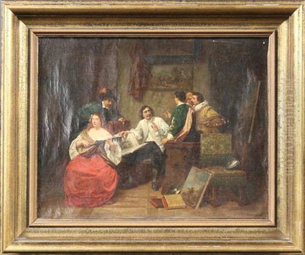 Im Atelier Eines Kunstlers (wohl Anthonis Van Dyck) Oil Painting by Louis Georges Brillouin