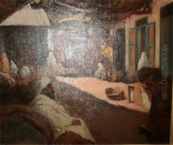 Les Souks A Casablanca Oil Painting by Louis-Edouard Brindeau de Jarny