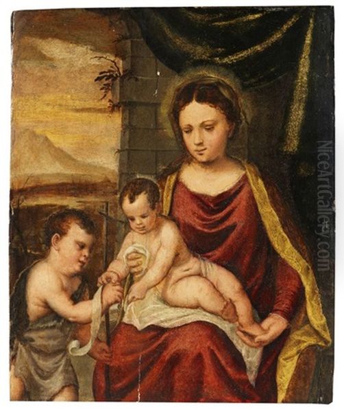 Maria Mit Christus- Und Johannesknaben Oil Painting by Francesco Brini Active Florence