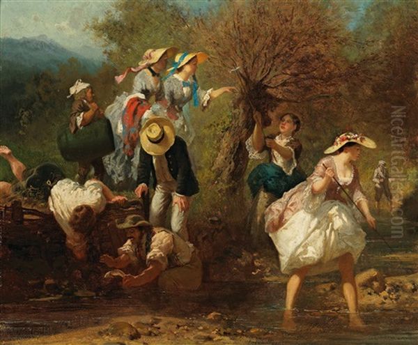 Outing On The River Oil Painting by Brion, Gustave