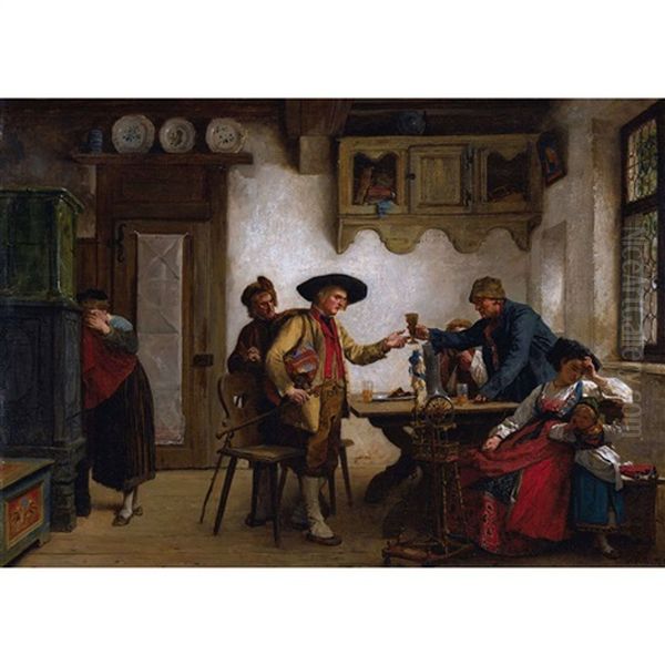 Departure Of The Swiss Conscript Oil Painting by Brion, Gustave