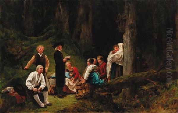 The Forest Preacher Oil Painting by Brion, Gustave