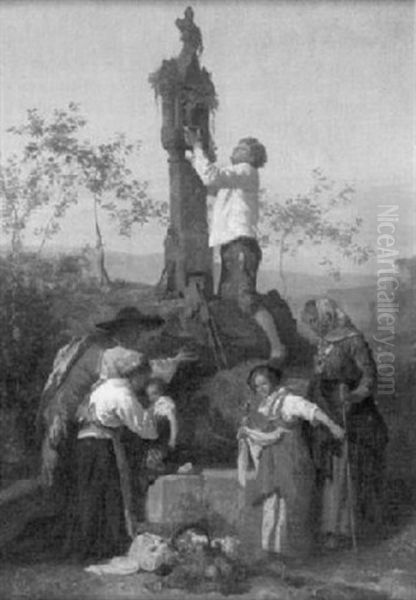 Decorating The Shrine Oil Painting by Brion, Gustave