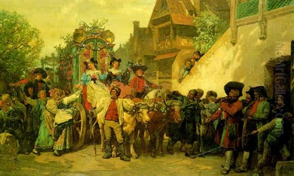 A Village Festival Oil Painting by Brion, Gustave