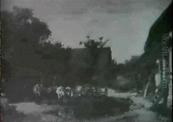 Oxen At A Well Oil Painting by Brion, Gustave