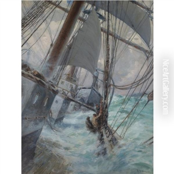 Decks Awash Oil Painting by Arthur John Trevor Briscoe