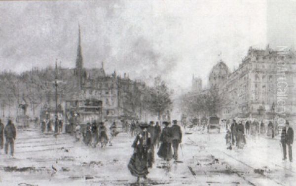 The Fishermarket -ray Oil Painting by Arthur John Trevor Briscoe