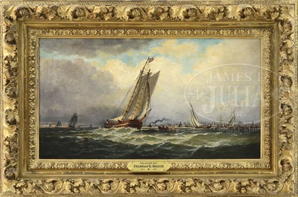 Boats In Delaware Bay Oil Painting by Franklin Dullin Briscoe