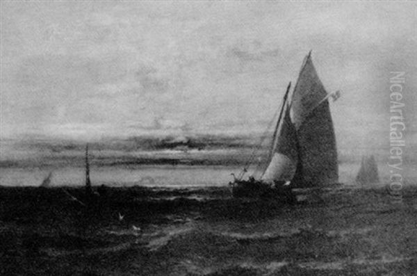 Sailing At Sunset Oil Painting by Franklin Dullin Briscoe